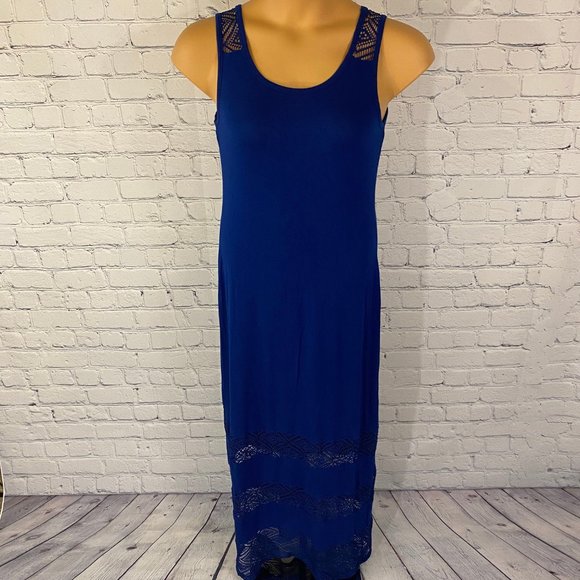 Spense Dresses & Skirts - Spense Blue Sleeveless Maxi Dress w/ Lace Details